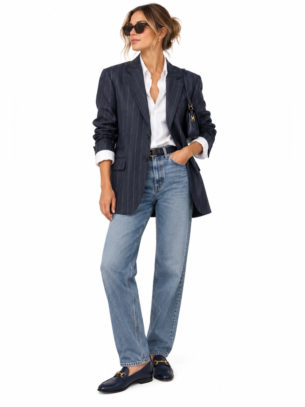 Ralph Lauren Navy Pinstripe Wool Blazer